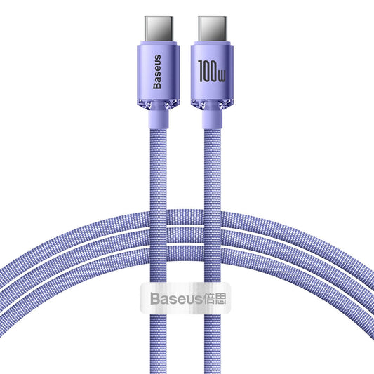 Kabel Baseus CAJY000605 USB-C - USB-C PD 100W 5A 480Mb/s 1,2m - fioletowy