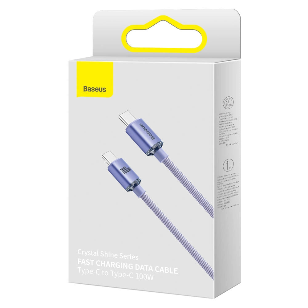 Kabel Baseus CAJY000605 USB-C - USB-C PD 100W 5A 480Mb/s 1,2m - fioletowy – zdjęcie 5
