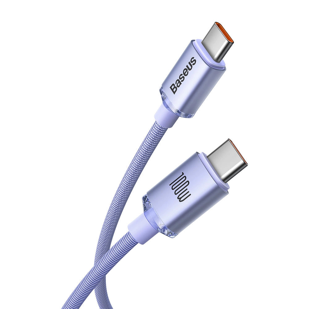 Kabel Baseus CAJY000605 USB-C - USB-C PD 100W 5A 480Mb/s 1,2m - fioletowy – zdjęcie 2