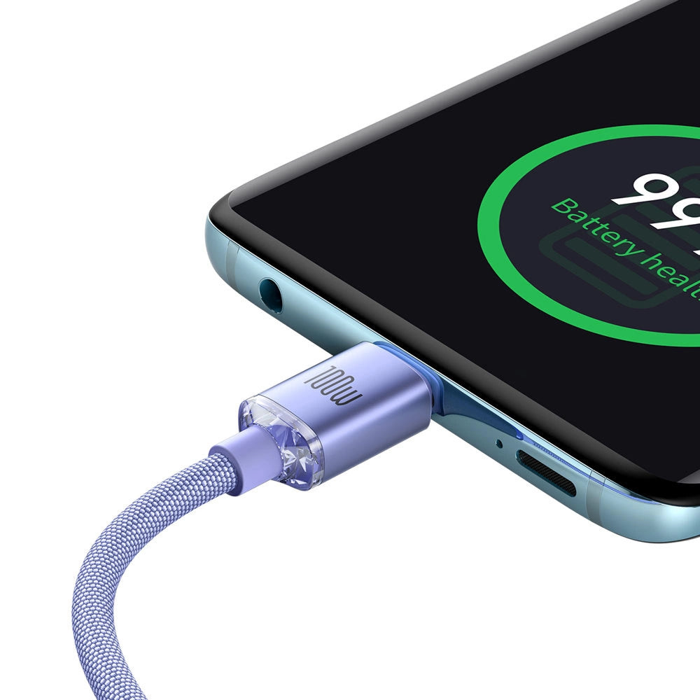 Kabel Baseus CAJY000605 USB-C - USB-C PD 100W 5A 480Mb/s 1,2m - fioletowy – zdjęcie 4