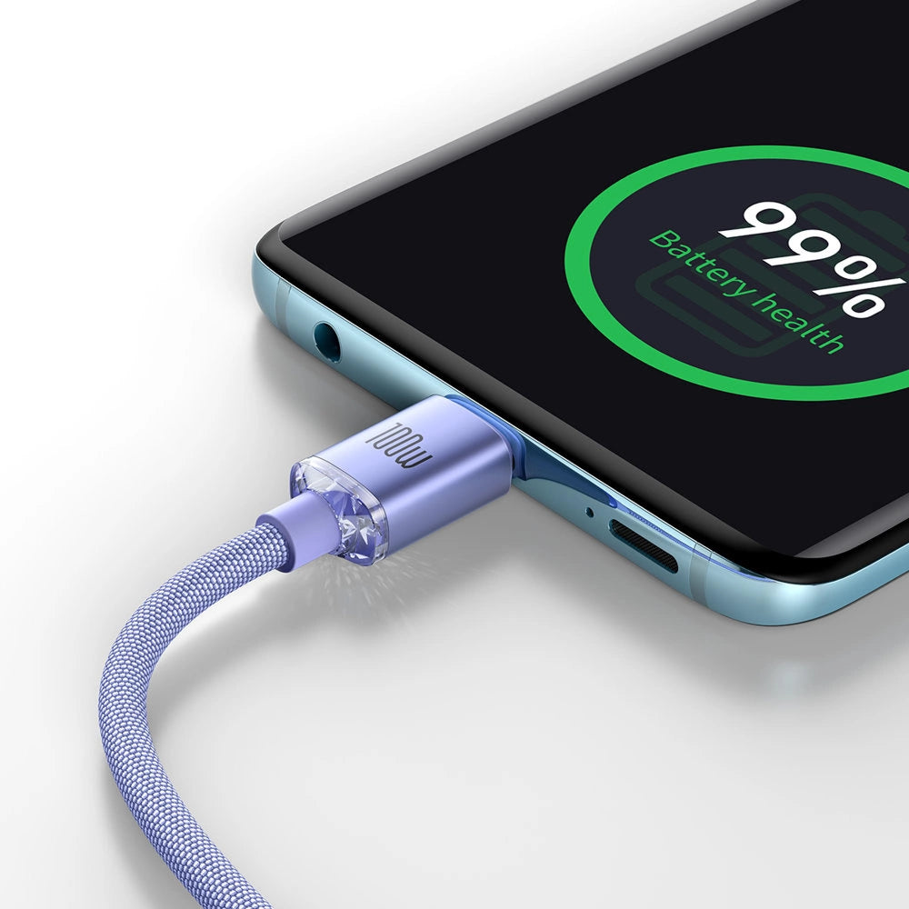 Kabel Baseus CAJY000605 USB-C - USB-C PD 100W 5A 480Mb/s 1,2m - fioletowy – zdjęcie 10