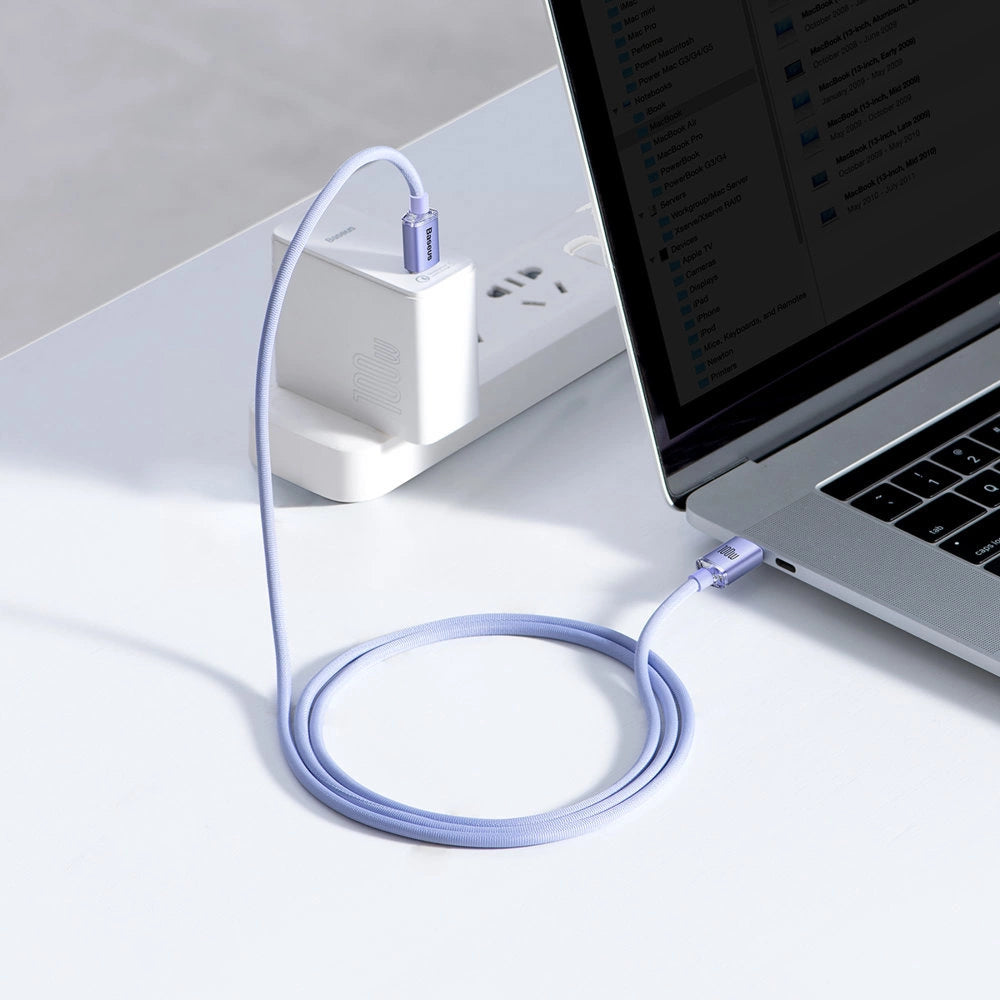 Kabel Baseus CAJY000605 USB-C - USB-C PD 100W 5A 480Mb/s 1,2m - fioletowy – zdjęcie 11