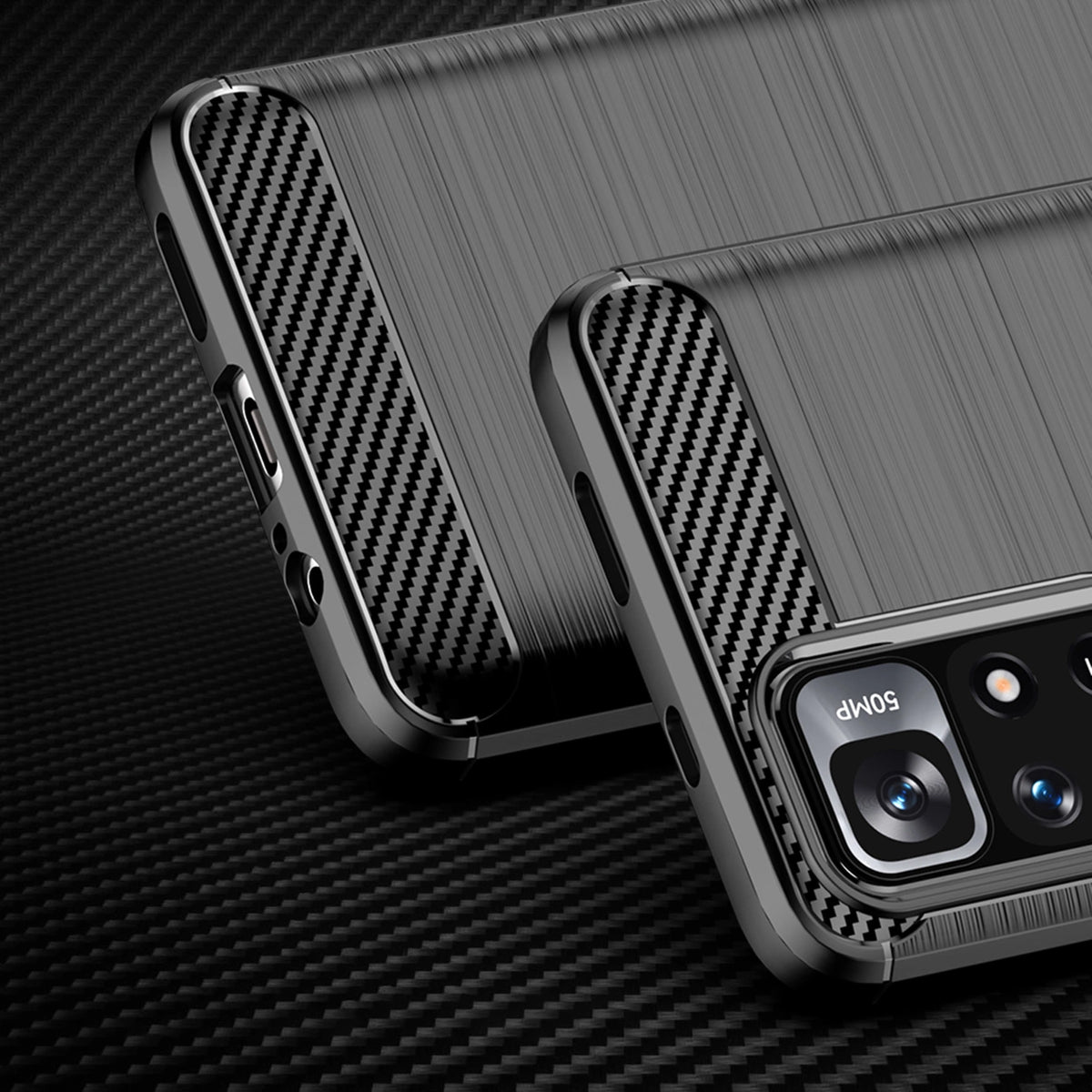 Carbon Case elastyczne etui pokrowiec Xiaomi Redmi Note 11 czarny – zdjęcie 2
