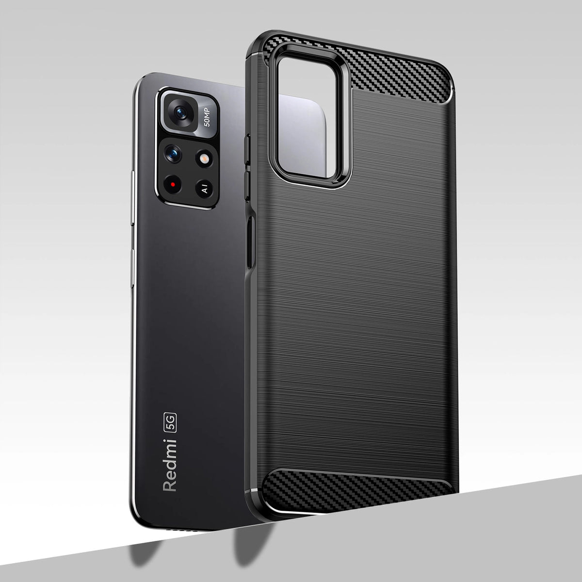 Carbon Case elastyczne etui pokrowiec Xiaomi Redmi Note 11 czarny – zdjęcie 5
