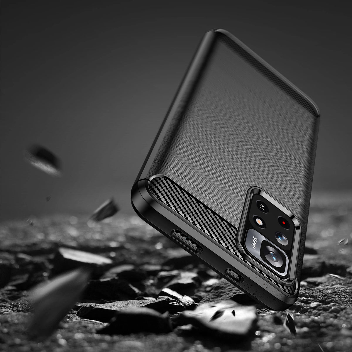 Carbon Case elastyczne etui pokrowiec Xiaomi Redmi Note 11 czarny – zdjęcie 6
