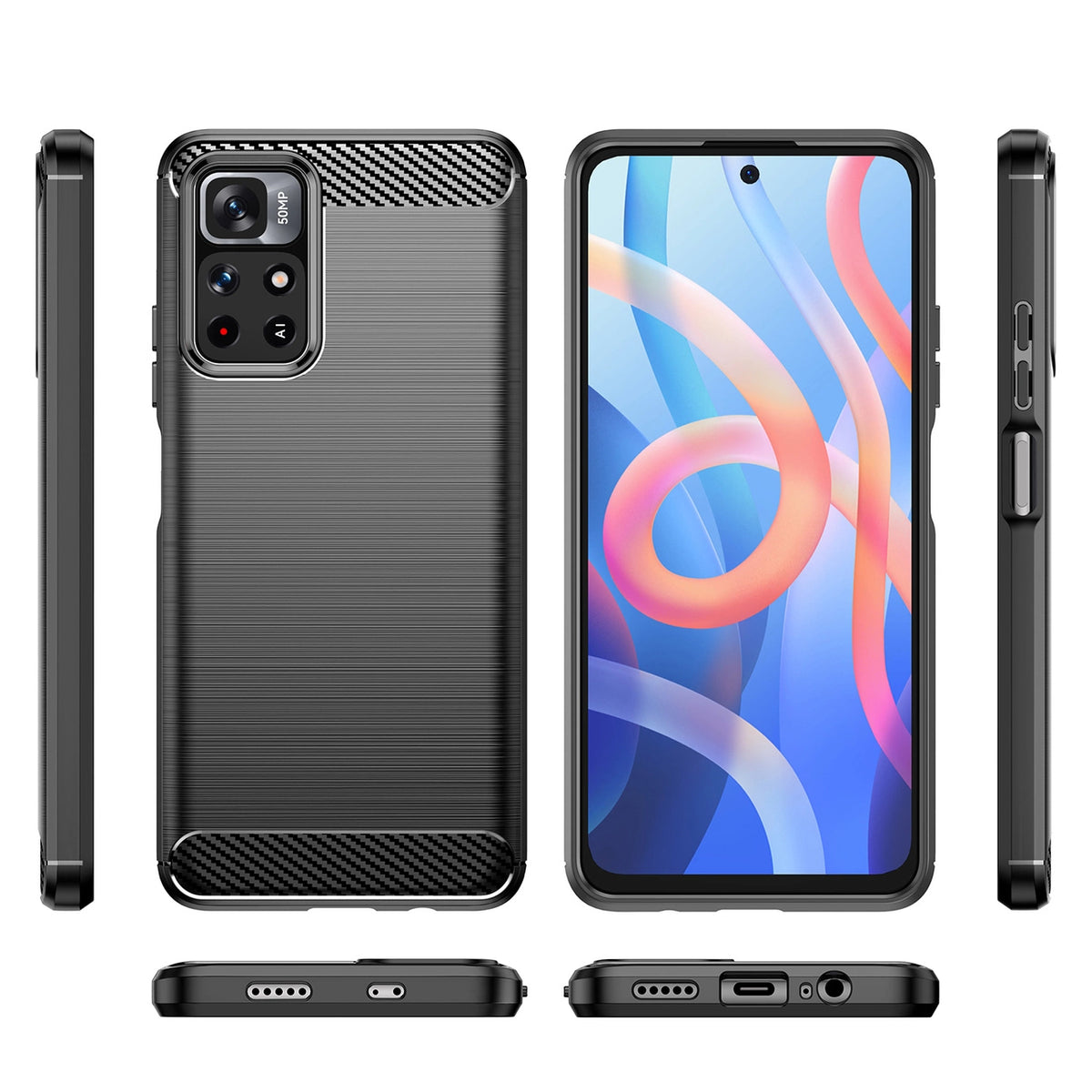 Carbon Case elastyczne etui pokrowiec Xiaomi Redmi Note 11 czarny – zdjęcie 8