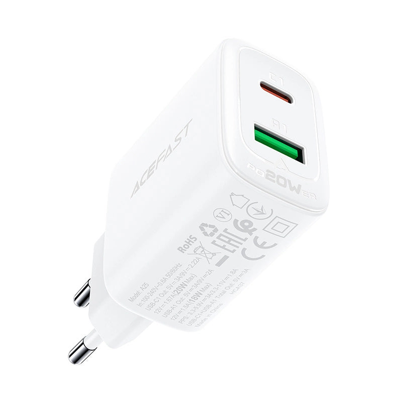 Acefast ładowarka sieciowa USB Typ C / USB 20W, PPS, PD, QC 3.0, AFC, FCP – zdjęcie 4