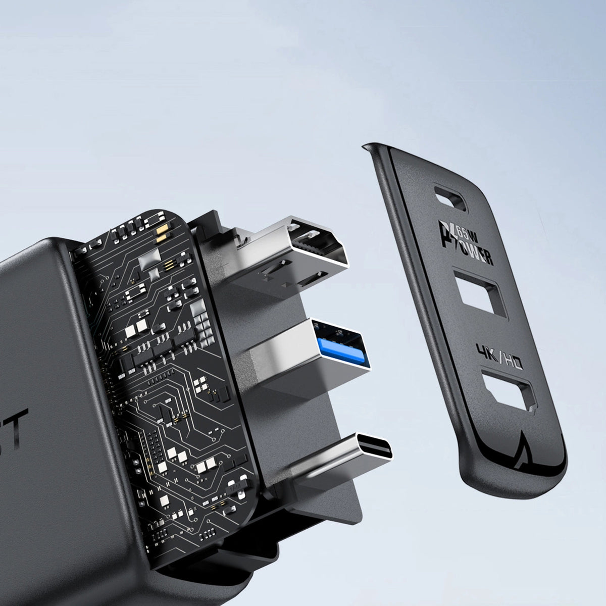 Acefast 2w1 ładowarka sieciowa GaN 65W USB Typ C / USB, adapter – zdjęcie 8