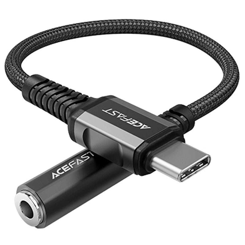 Acefast kabel audio USB Typ C - 3,5mm mini jack (żeński) 18cm, DAC, AUX