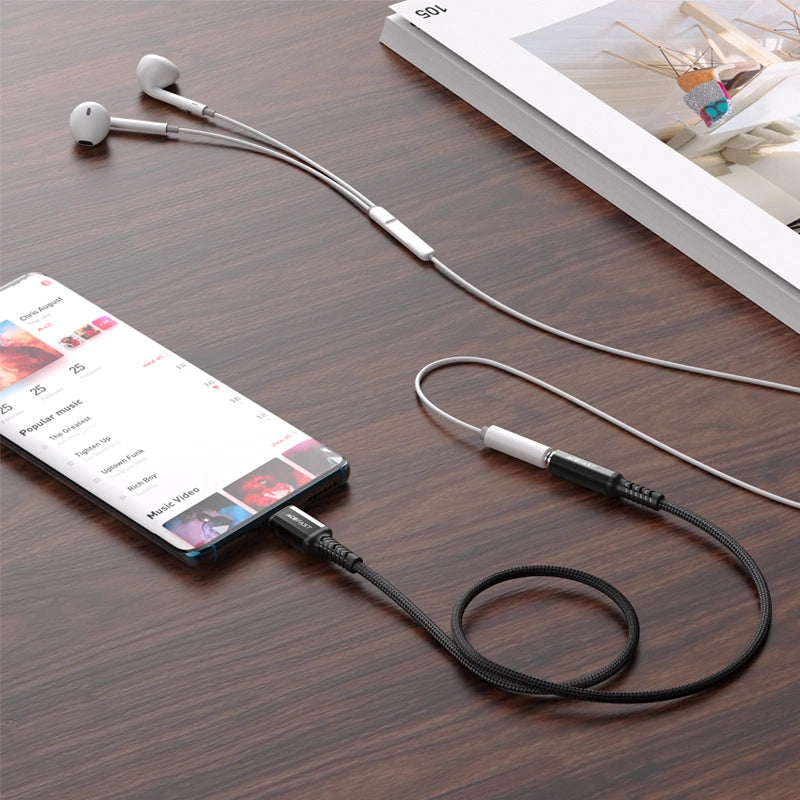 Acefast kabel audio USB Typ C - 3,5mm mini jack (żeński) 18cm, DAC, AUX – zdjęcie 4