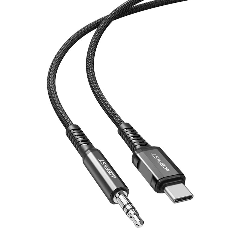 Acefast kabel audio USB Typ C - 3,5mm mini jack (męski) 1,2m, AUX czarny – zdjęcie 2