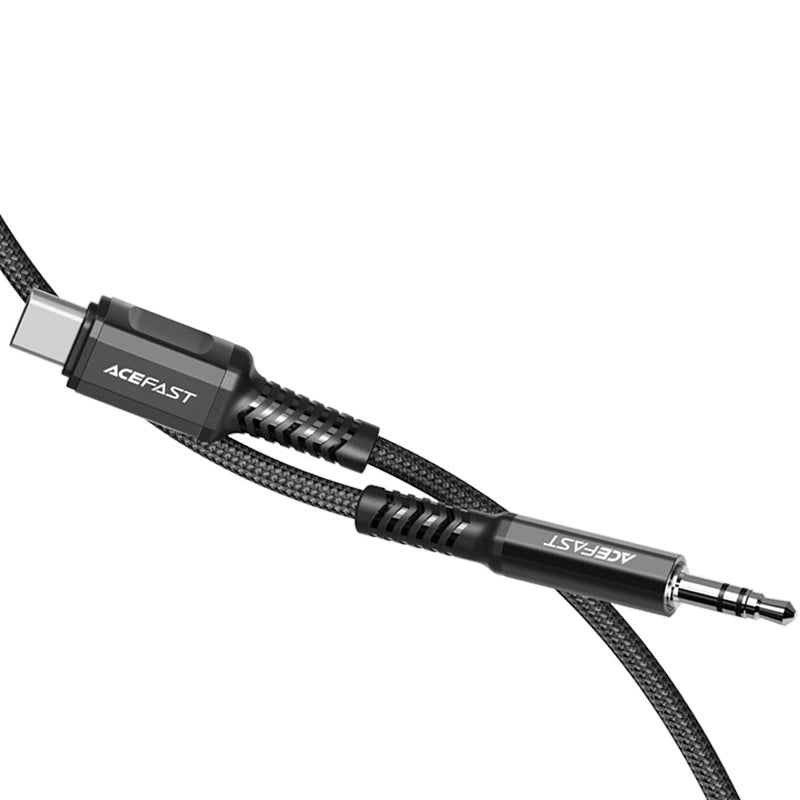 Acefast kabel audio USB Typ C - 3,5mm mini jack (męski) 1,2m, AUX czarny – zdjęcie 3