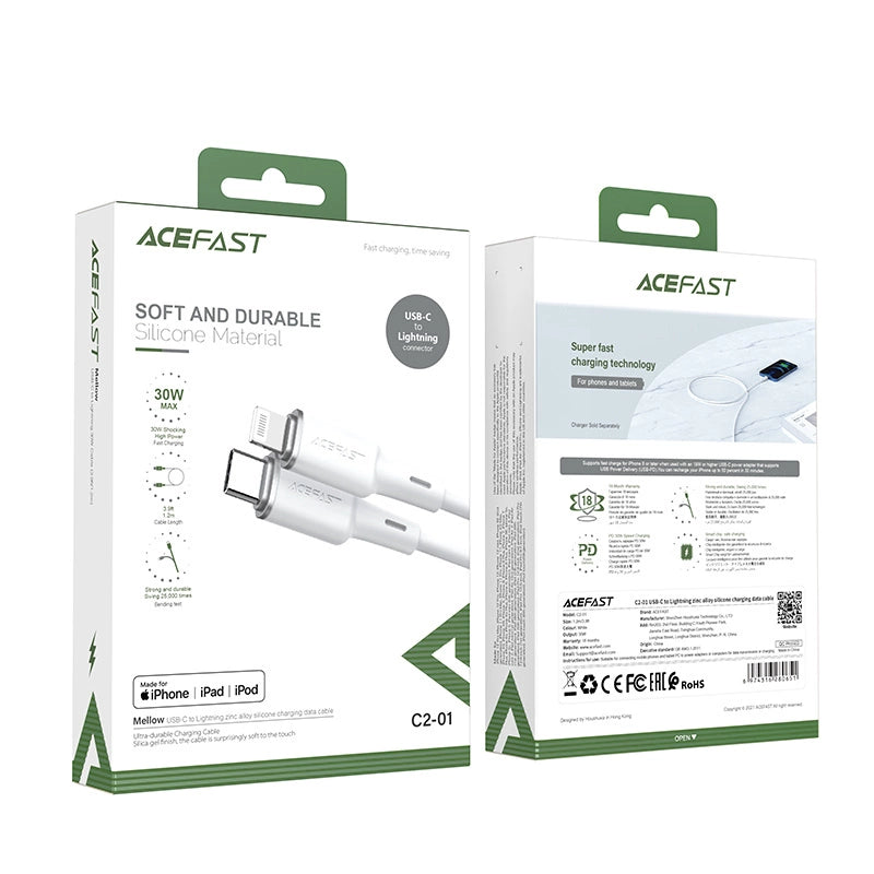 Acefast kabel MFI USB Typ C - Lightning 1,2m, 30W, 3A czarny (C2-01 black) – zdjęcie 10