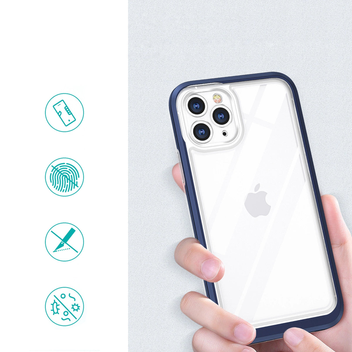 Clear 3in1 etui do iPhone 11 Pro Max żelowy pokrowiec z ramką niebieski – zdjęcie 2