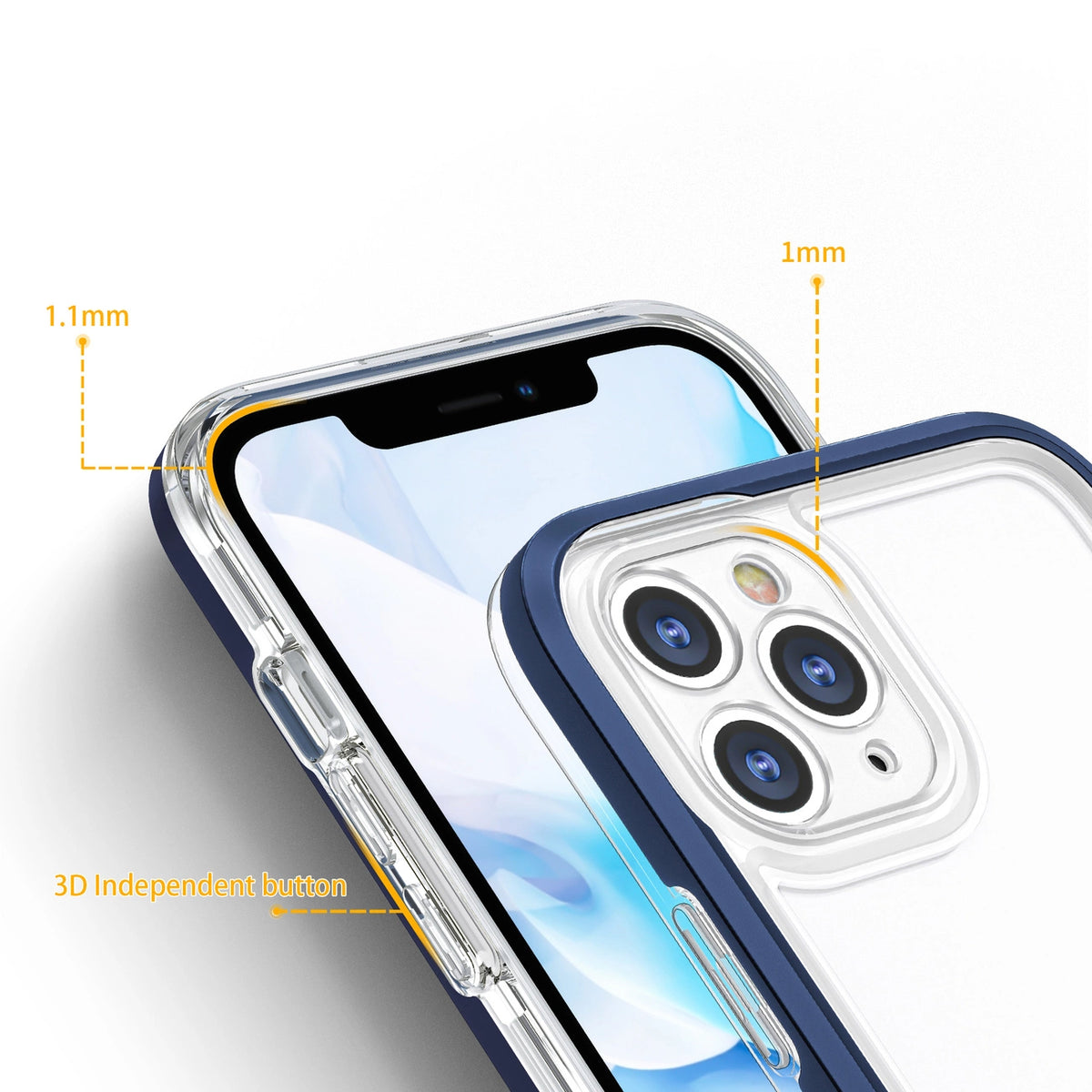 Clear 3in1 etui do iPhone 11 Pro Max żelowy pokrowiec z ramką niebieski – zdjęcie 4