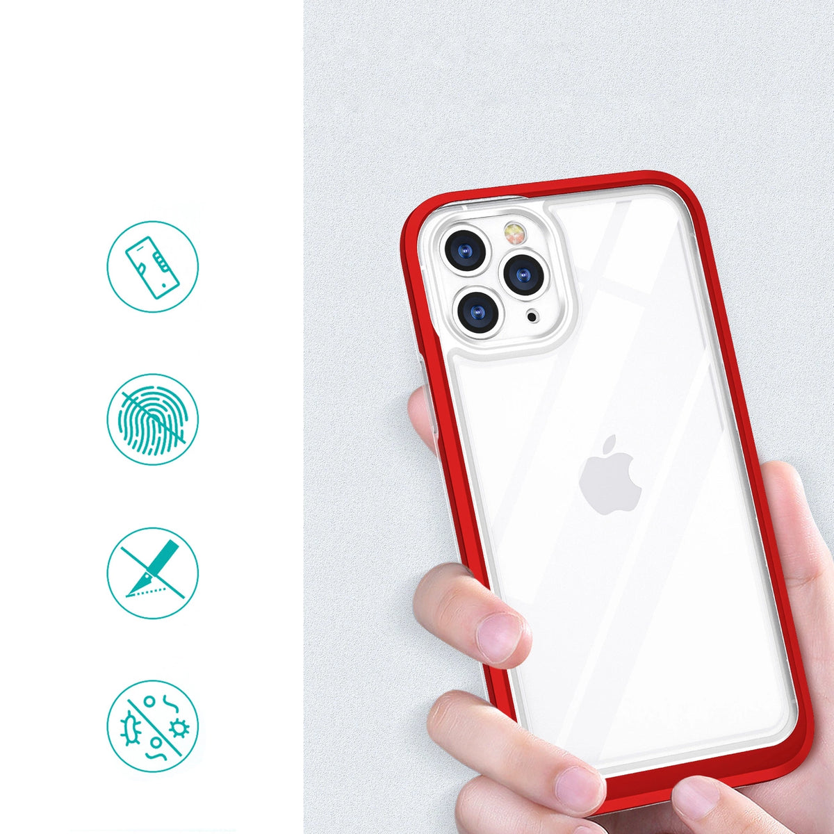 Clear 3in1 etui do iPhone 11 Pro Max żelowy pokrowiec z ramką czerwony – zdjęcie 2