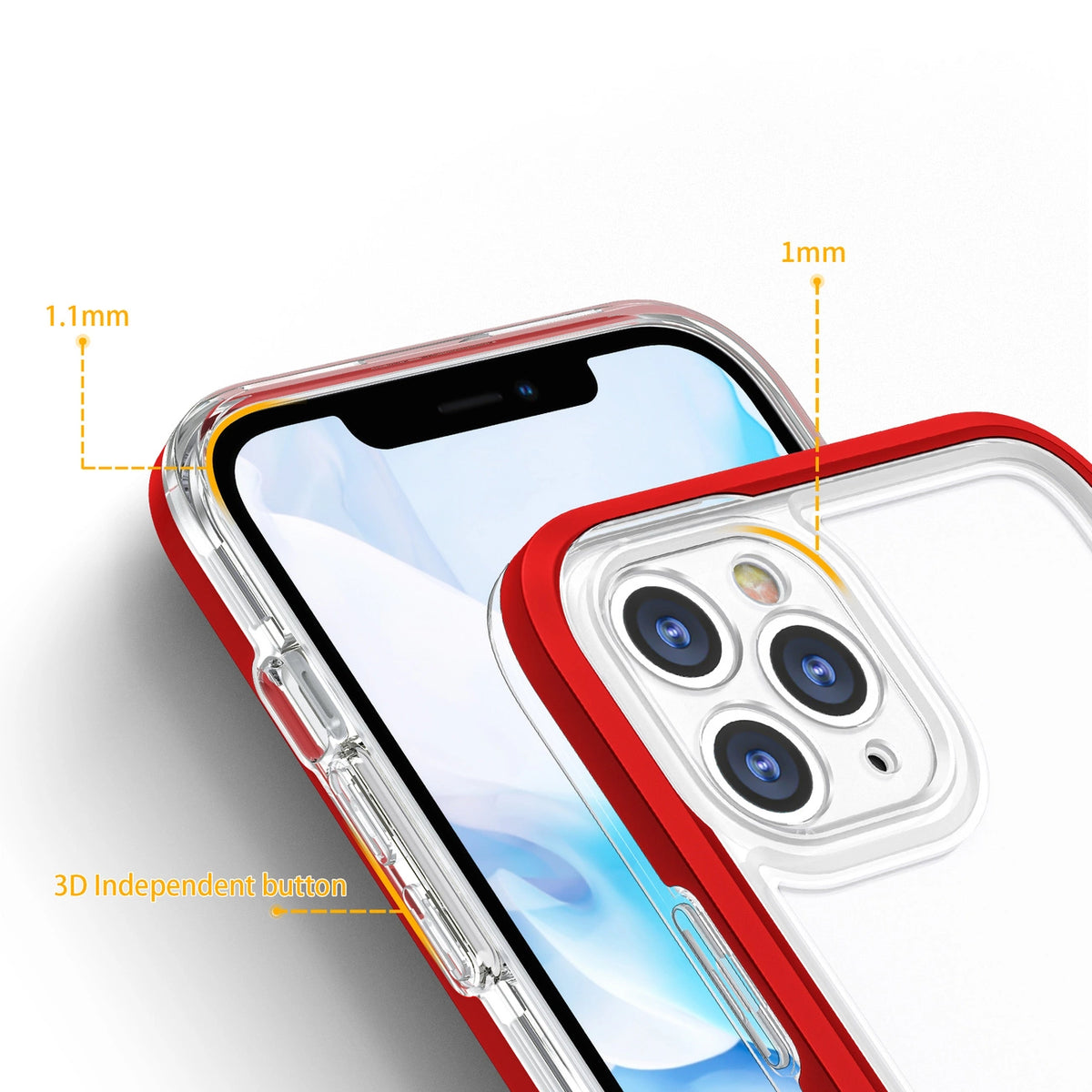 Clear 3in1 etui do iPhone 11 Pro Max żelowy pokrowiec z ramką czerwony – zdjęcie 4