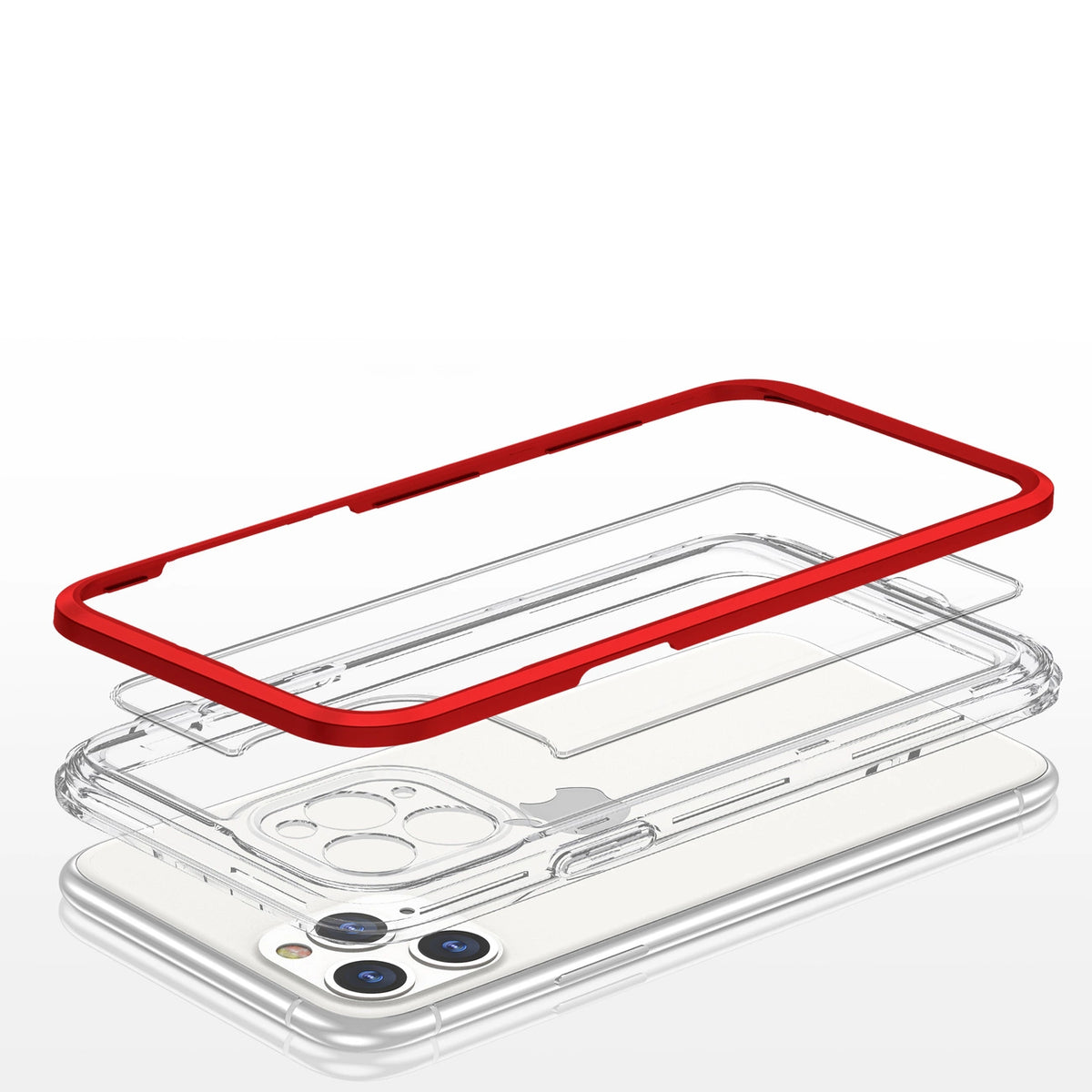 Clear 3in1 etui do iPhone 11 Pro Max żelowy pokrowiec z ramką czerwony – zdjęcie 5