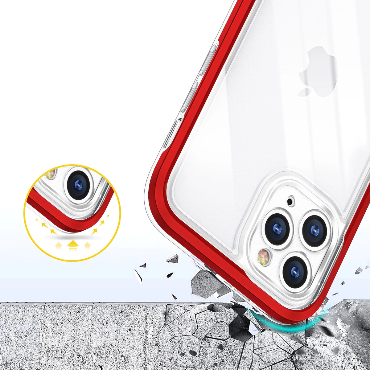 Clear 3in1 etui do iPhone 11 Pro Max żelowy pokrowiec z ramką czerwony – zdjęcie 6
