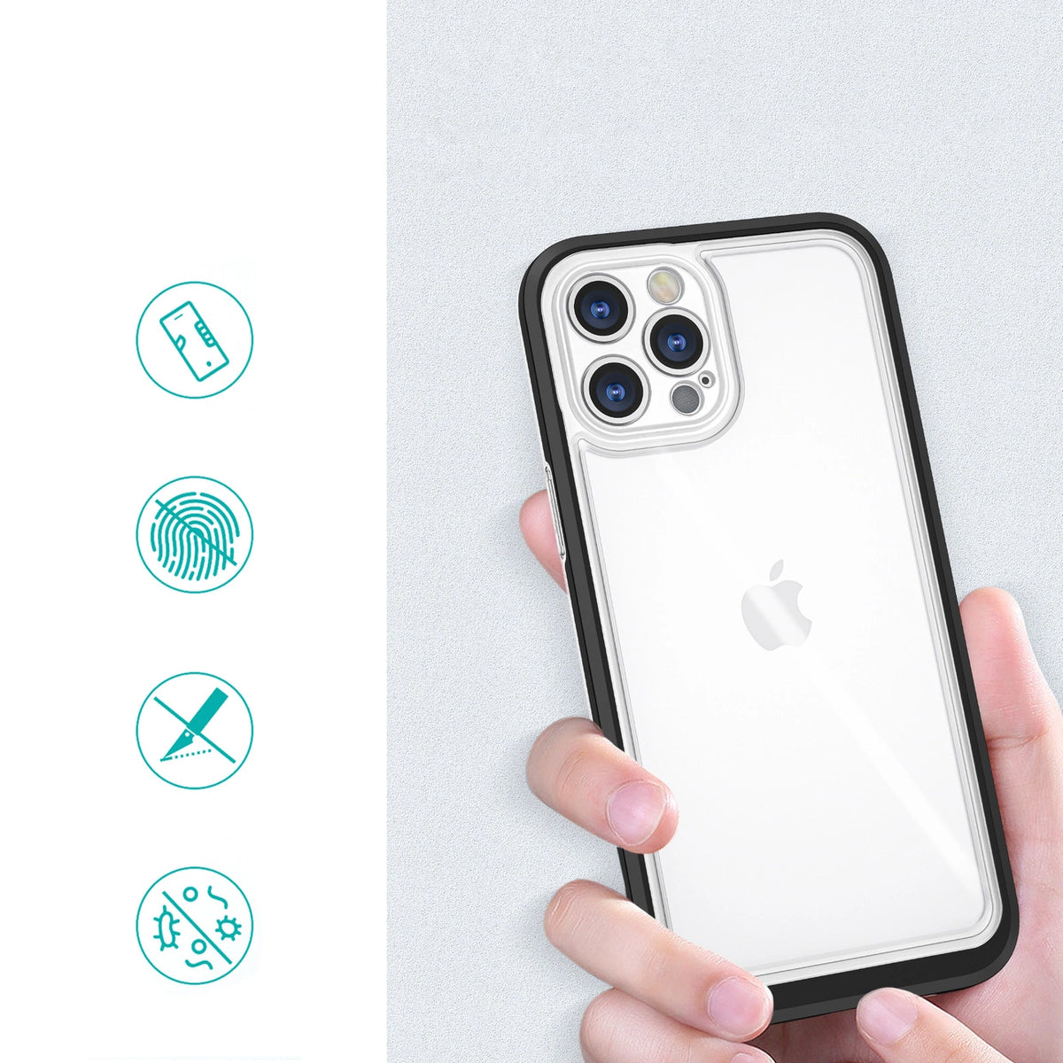 Clear 3in1 etui do iPhone 12 Pro żelowy pokrowiec z ramką czarny – zdjęcie 2