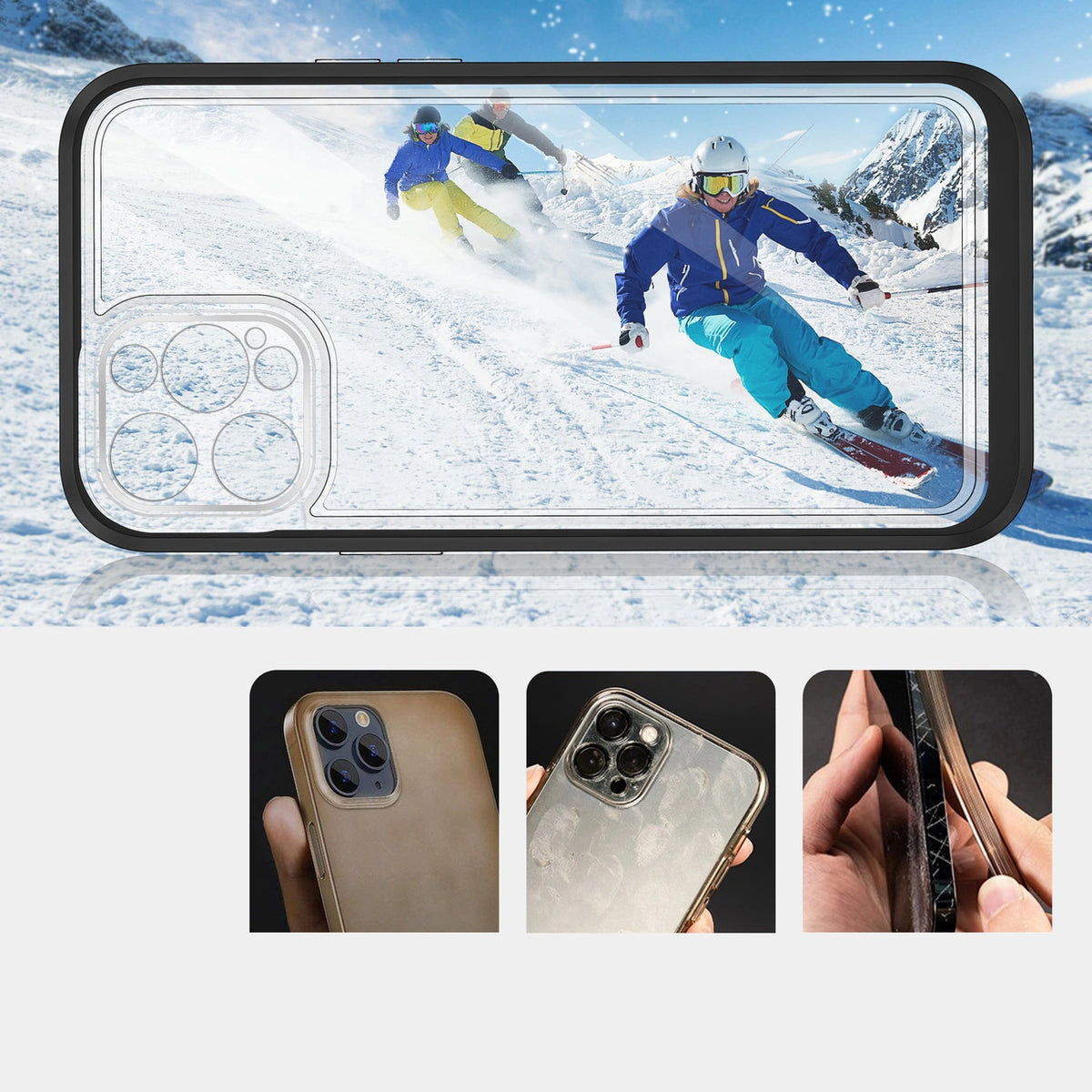 Clear 3in1 etui do iPhone 12 Pro żelowy pokrowiec z ramką czarny – zdjęcie 3