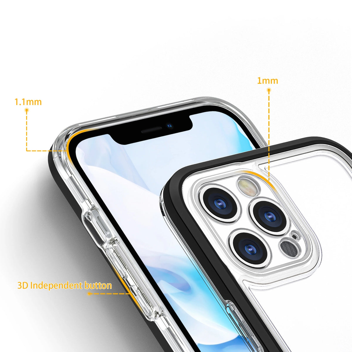 Clear 3in1 etui do iPhone 12 Pro żelowy pokrowiec z ramką czarny – zdjęcie 4