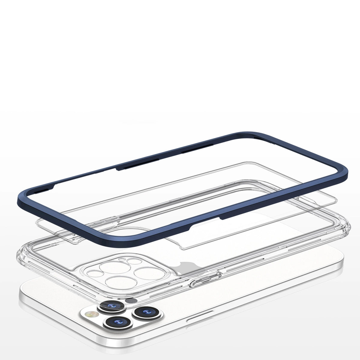 Clear 3in1 etui do iPhone 12 Pro żelowy pokrowiec z ramką niebieski – zdjęcie 5