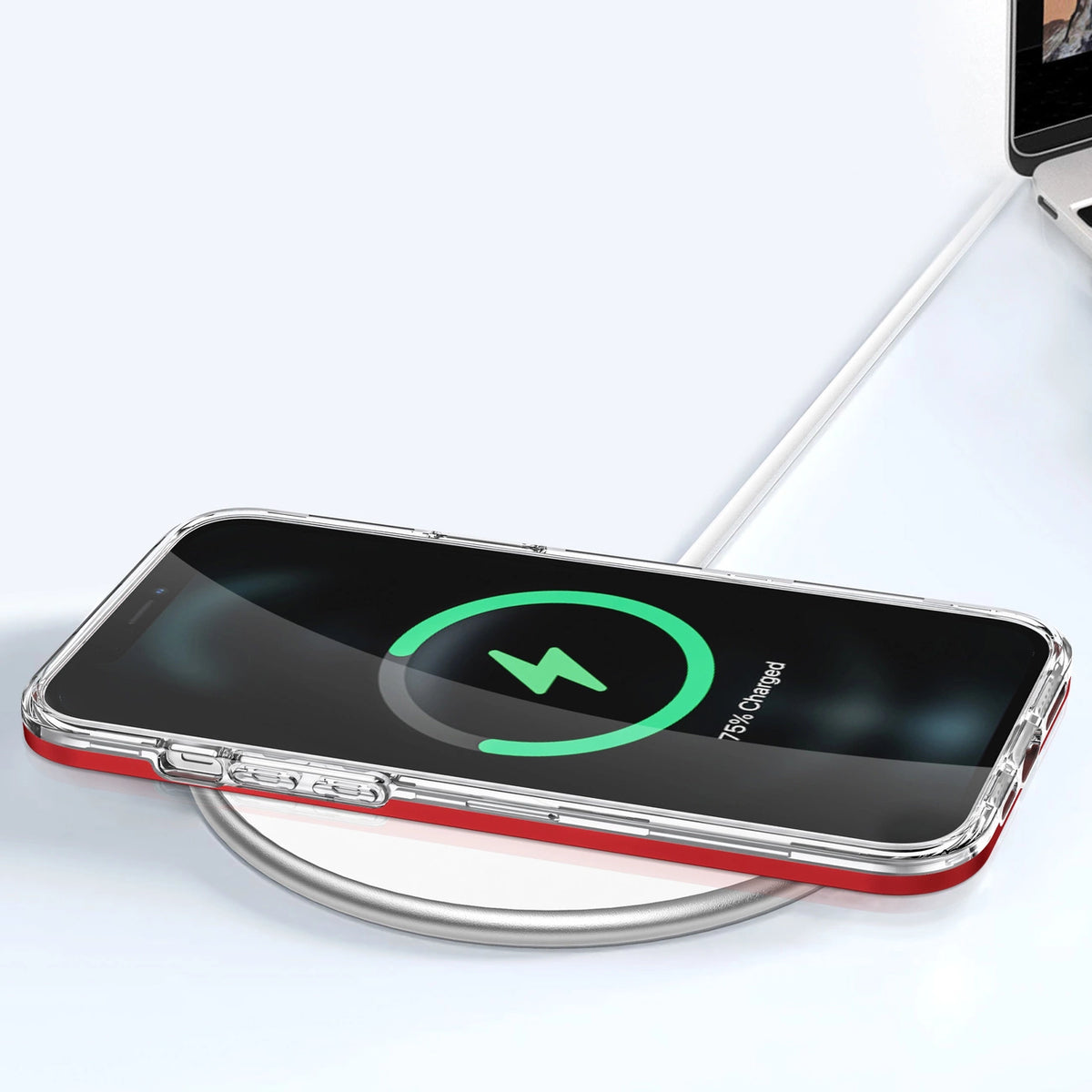 Clear 3in1 etui do iPhone 12 Pro żelowy pokrowiec z ramką czerwony – zdjęcie 7