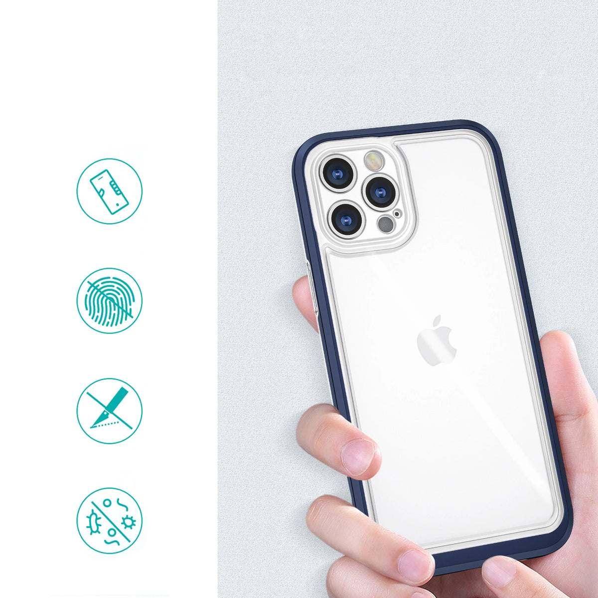 Clear 3in1 etui do iPhone 12 Pro Max żelowy pokrowiec z ramką niebieski – zdjęcie 2