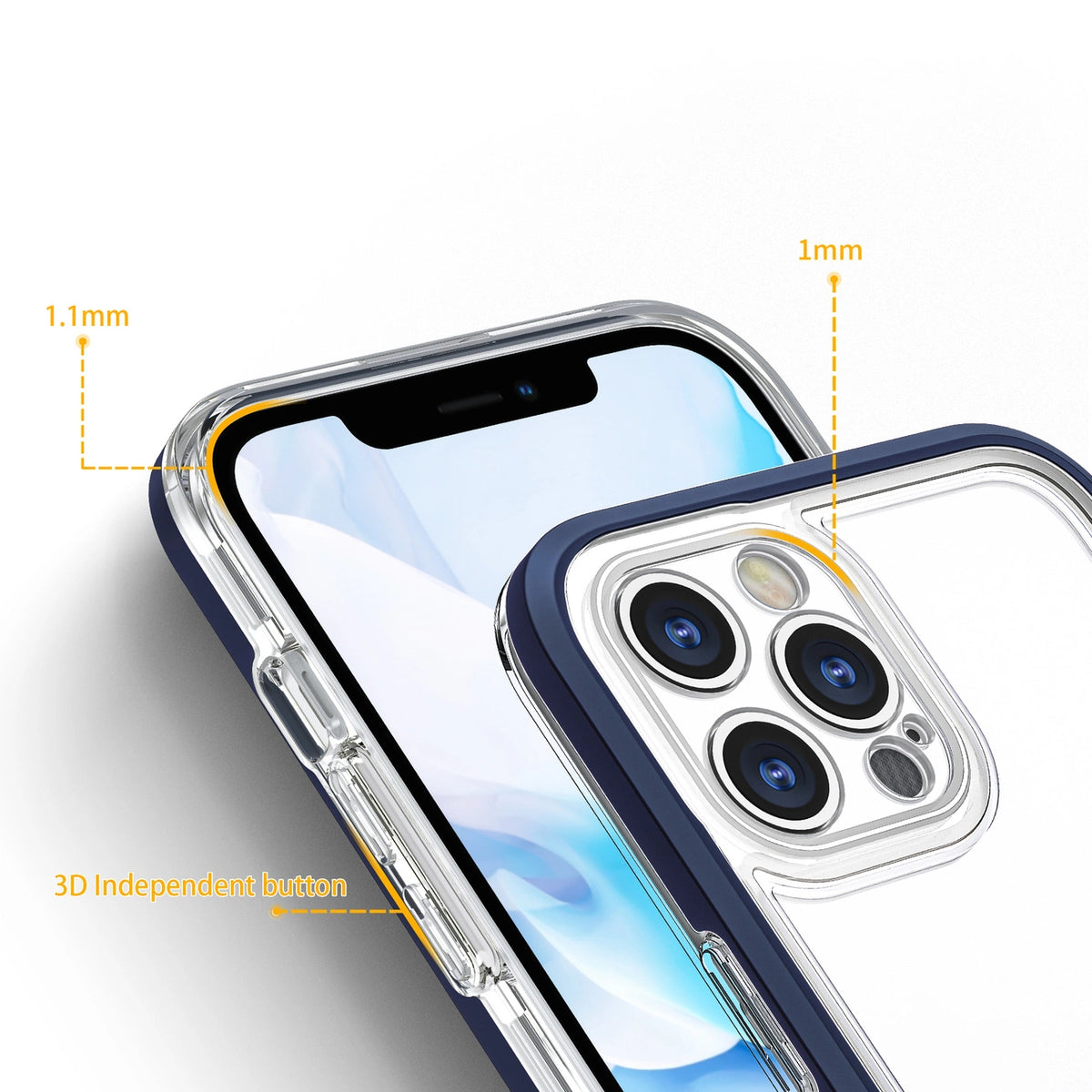 Clear 3in1 etui do iPhone 12 Pro Max żelowy pokrowiec z ramką niebieski – zdjęcie 4