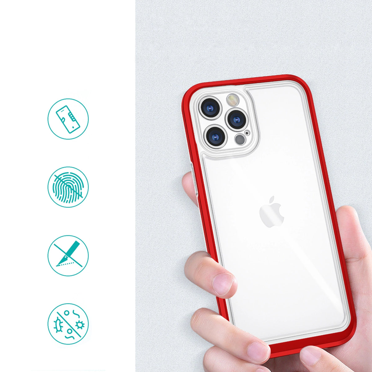 Clear 3in1 etui do iPhone 12 Pro Max żelowy pokrowiec z ramką czerwony – zdjęcie 2