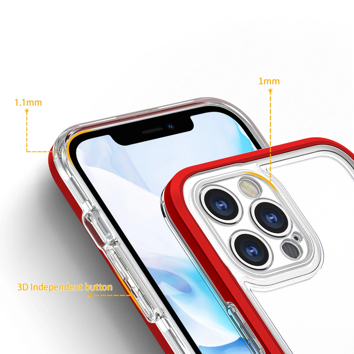 Clear 3in1 etui do iPhone 12 Pro Max żelowy pokrowiec z ramką czerwony – zdjęcie 4