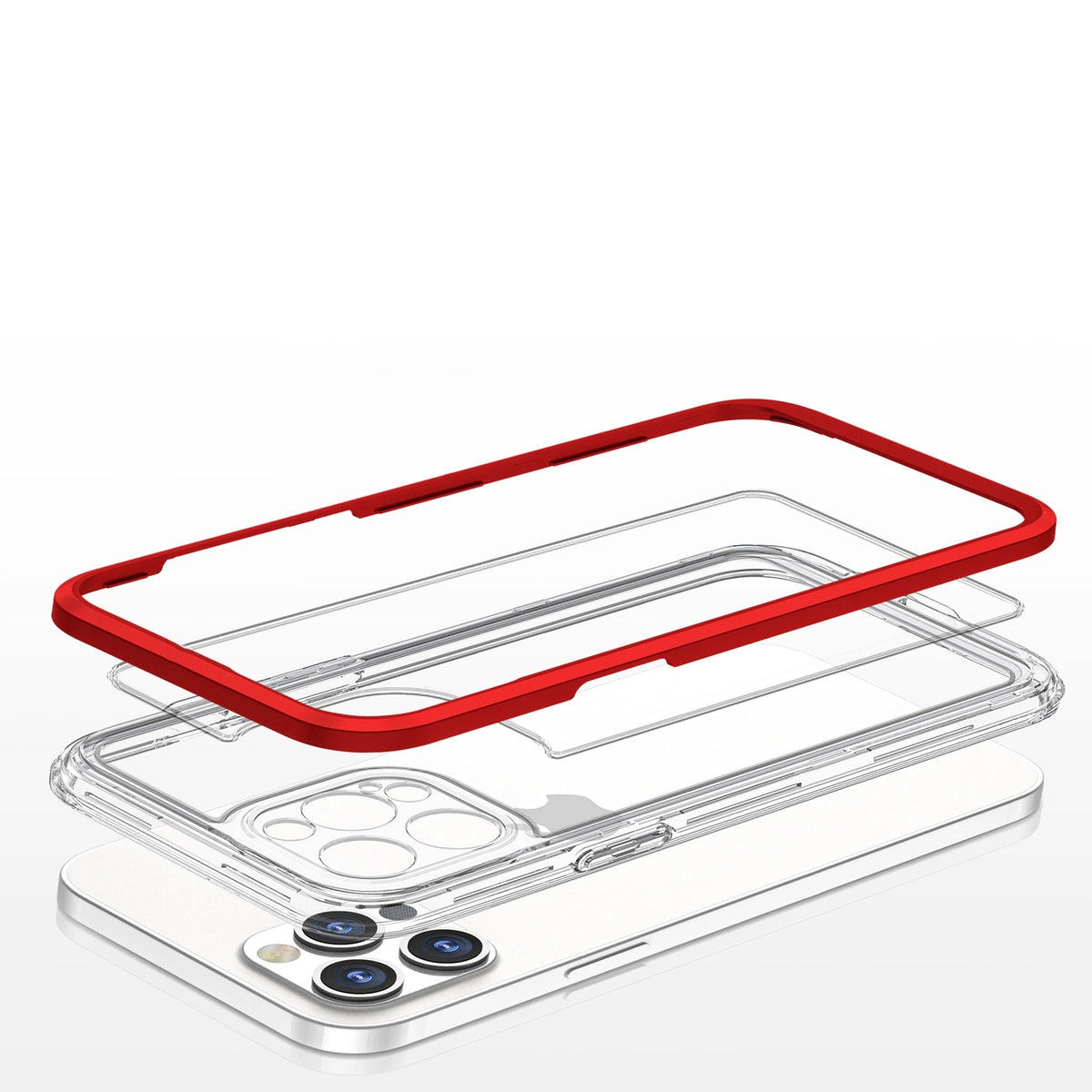 Clear 3in1 etui do iPhone 12 Pro Max żelowy pokrowiec z ramką czerwony – zdjęcie 5