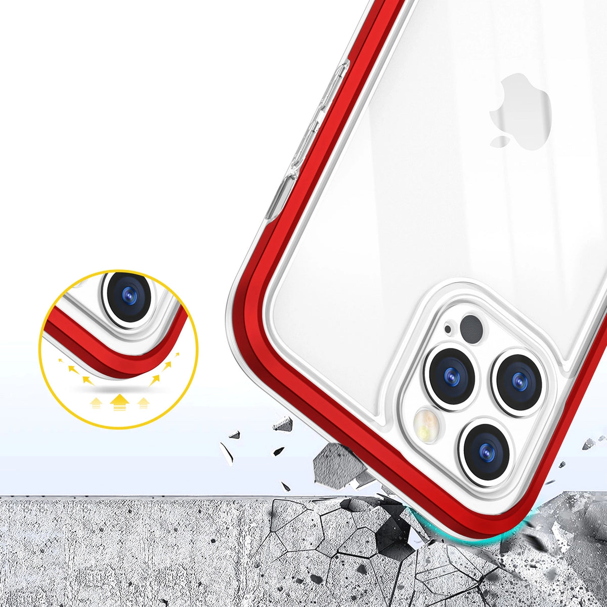Clear 3in1 etui do iPhone 12 Pro Max żelowy pokrowiec z ramką czerwony – zdjęcie 6