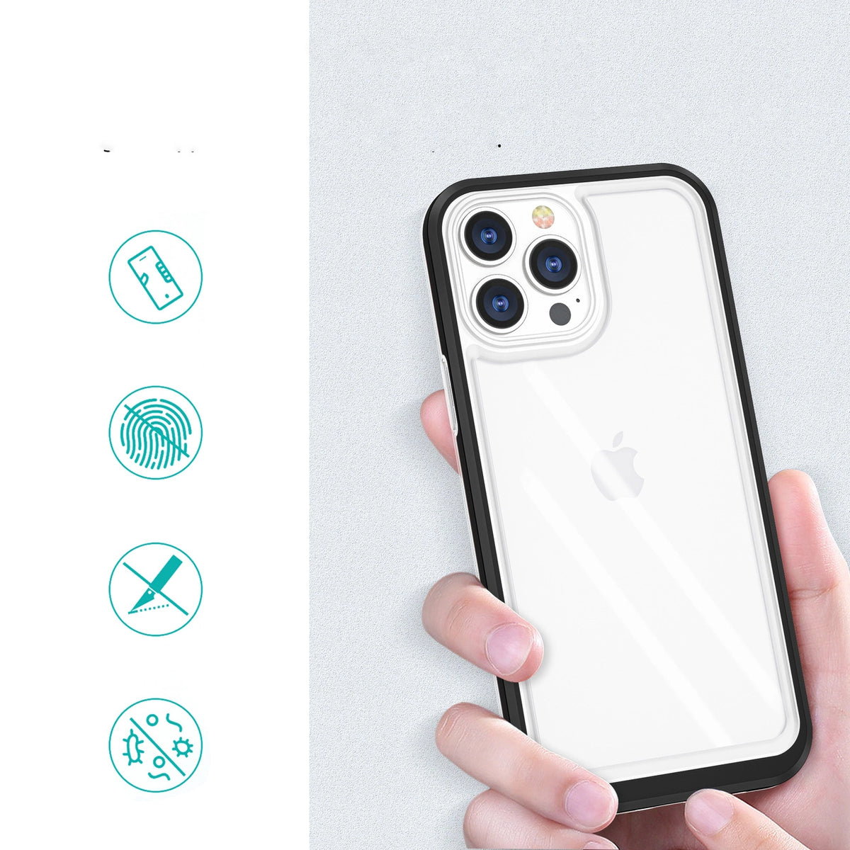 Clear 3in1 etui do iPhone 13 Pro żelowy pokrowiec z ramką czarny – zdjęcie 2