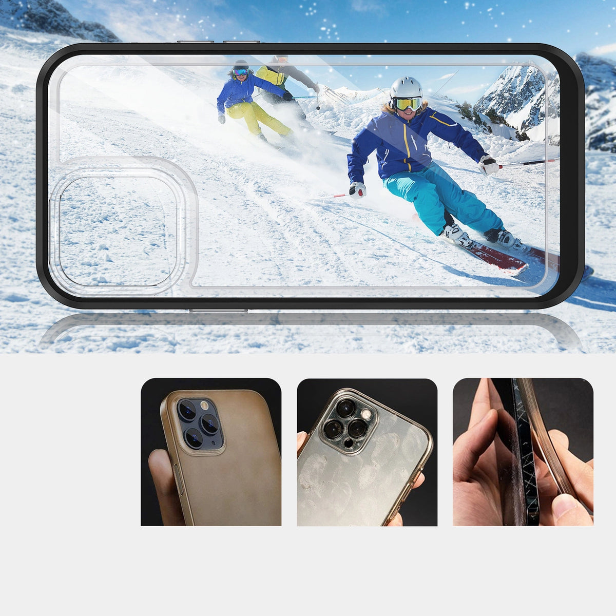 Clear 3in1 etui do iPhone 13 Pro żelowy pokrowiec z ramką czarny – zdjęcie 3
