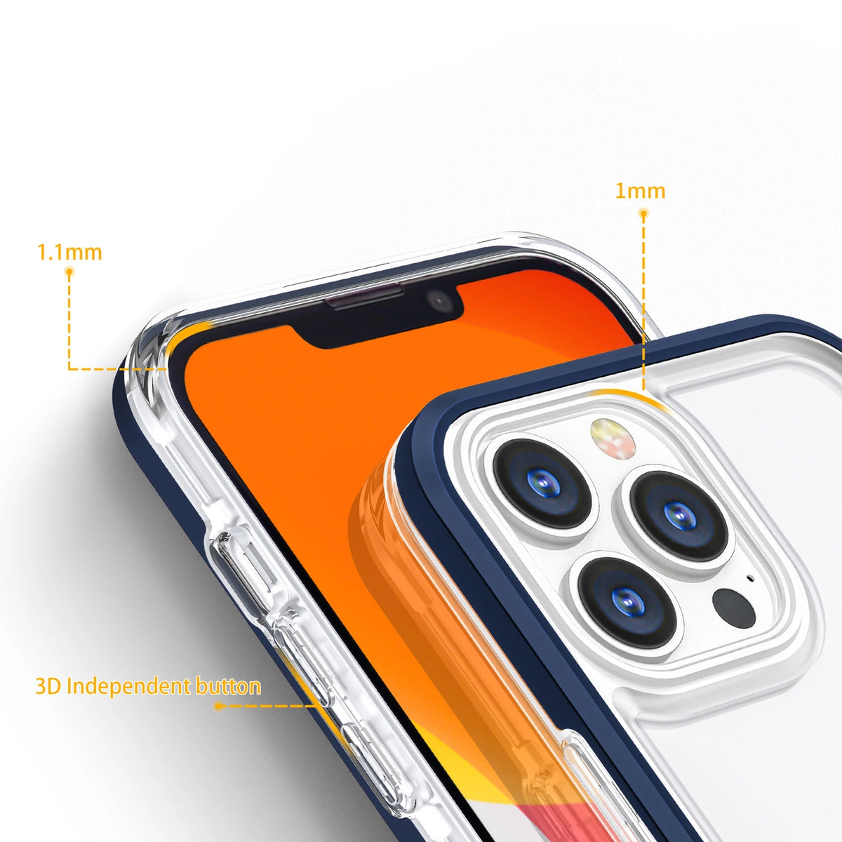 Clear 3in1 etui do iPhone 13 Pro żelowy pokrowiec z ramką niebieski – zdjęcie 4