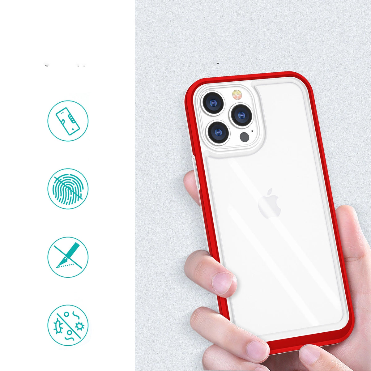 Clear 3in1 etui do iPhone 13 Pro żelowy pokrowiec z ramką czerwony – zdjęcie 2