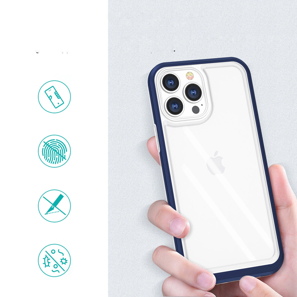 Clear 3in1 etui do iPhone 13 Pro Max żelowy pokrowiec z ramką niebieski – zdjęcie 2