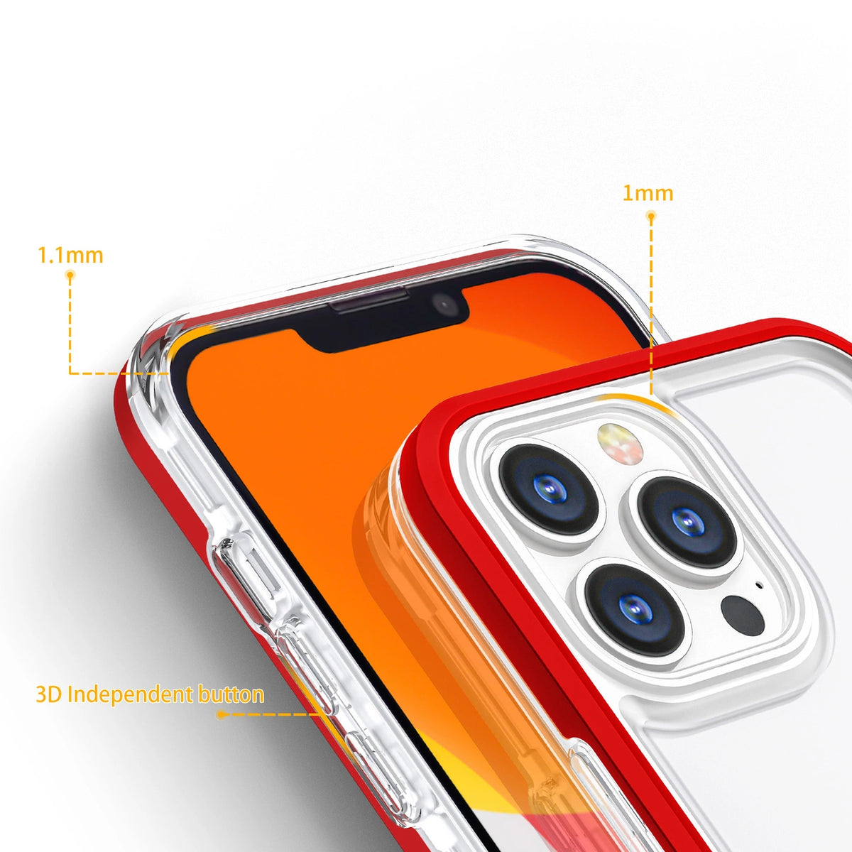 Clear 3in1 etui do iPhone 13 Pro Max żelowy pokrowiec z ramką czerwony – zdjęcie 4