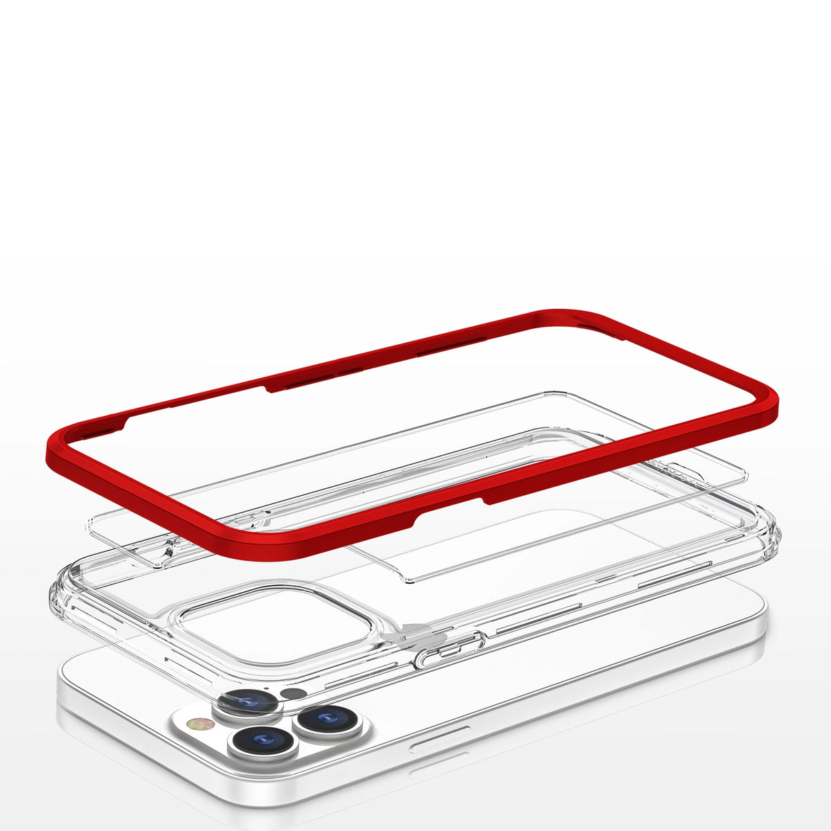 Clear 3in1 etui do iPhone 13 Pro Max żelowy pokrowiec z ramką czerwony – zdjęcie 5