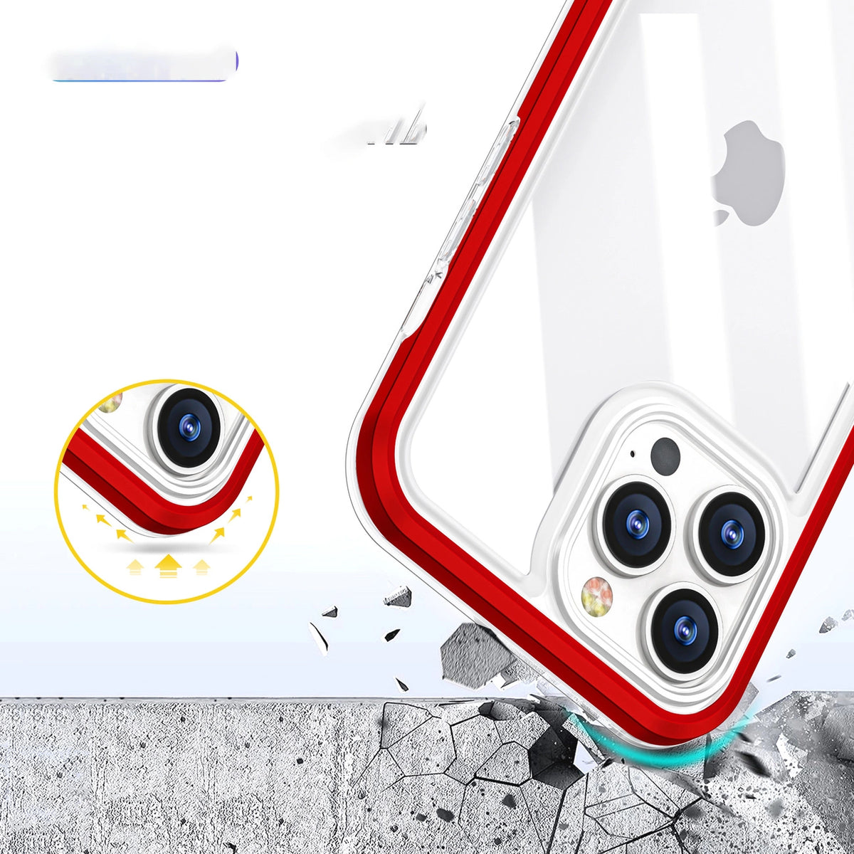 Clear 3in1 etui do iPhone 13 Pro Max żelowy pokrowiec z ramką czerwony – zdjęcie 6