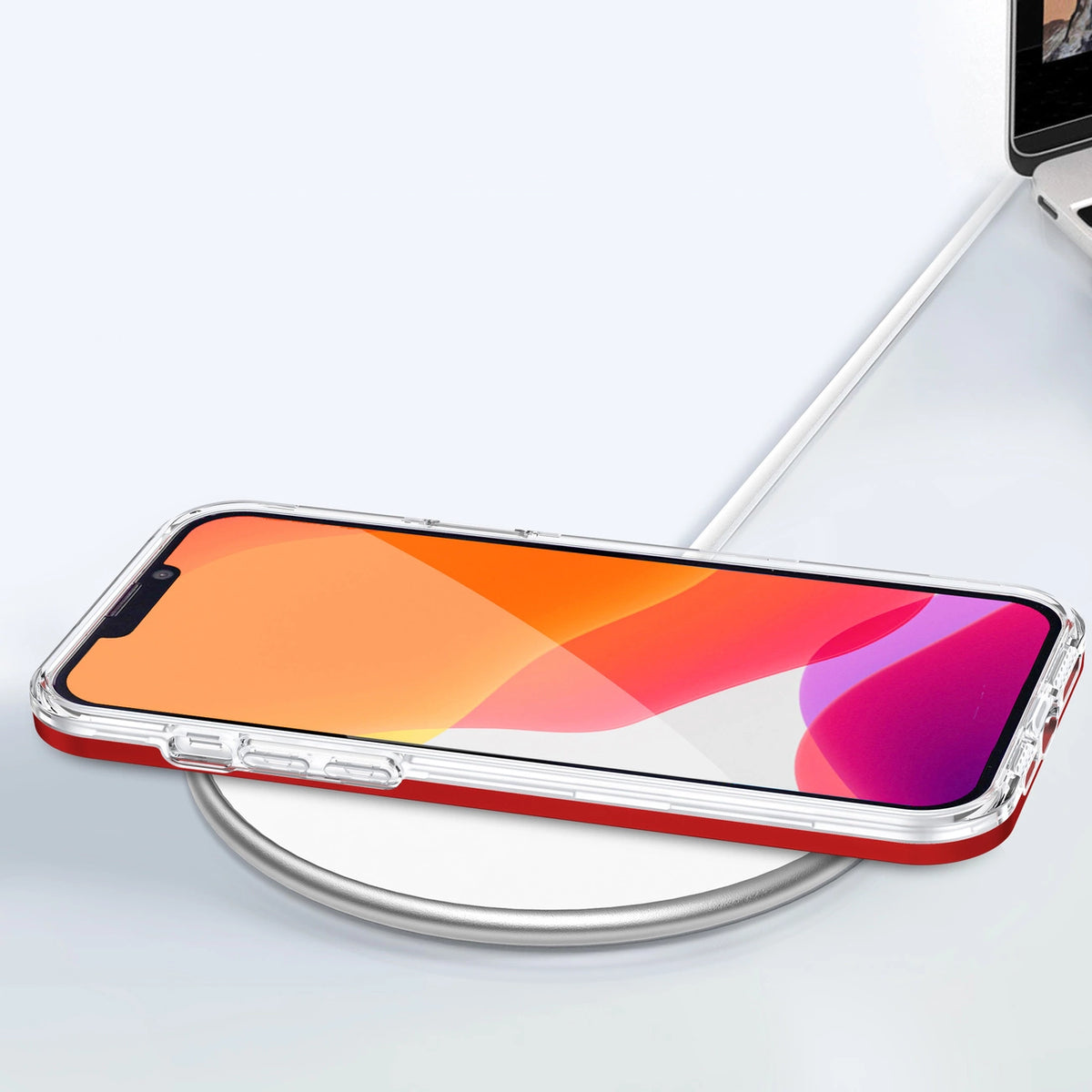 Clear 3in1 etui do iPhone 13 Pro Max żelowy pokrowiec z ramką czerwony – zdjęcie 7