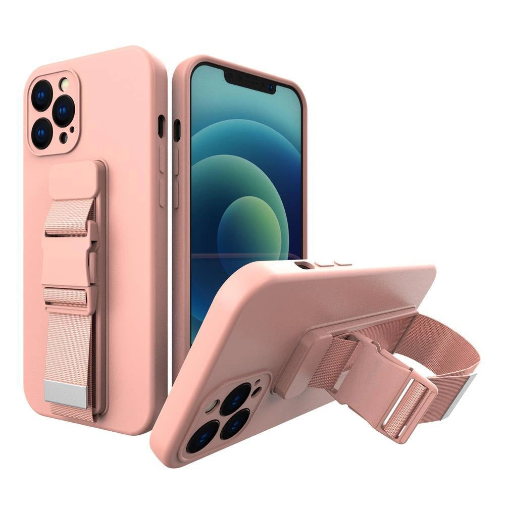 Rope Case silikonowe etui ze smyczą do Samsung Galaxy S21 FE różowy