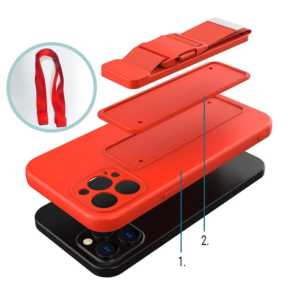 Rope Case silikonowe etui ze smyczą do Samsung Galaxy A53 5G granatowy – zdjęcie 6