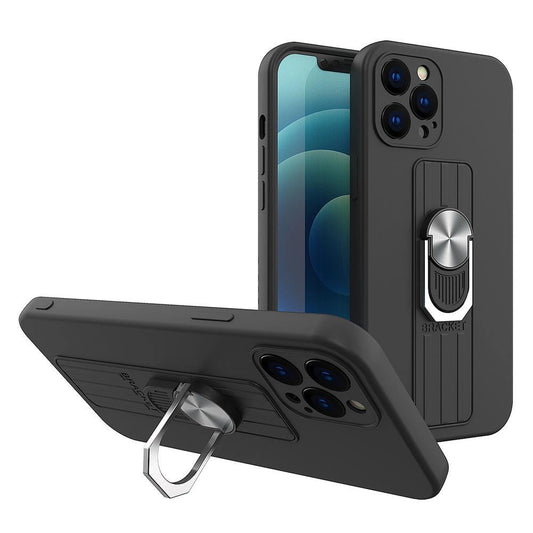 Ring Case silikonowe etui z uchwytem na palec i do Xiaomi Redmi 10 czarny