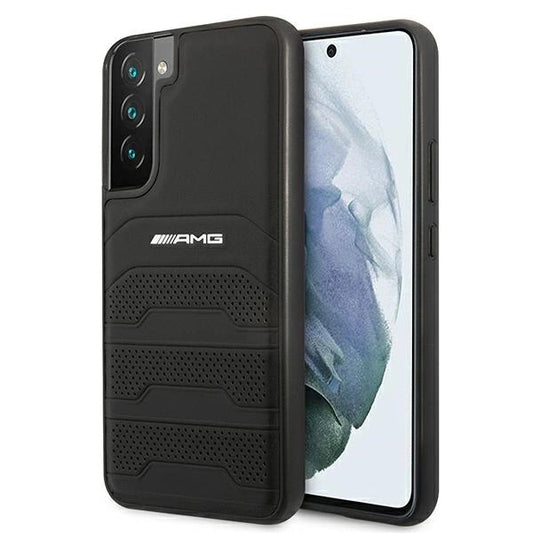 Etui AMG Leather Debossed Lines na Samsung Galaxy S22+ - czarne