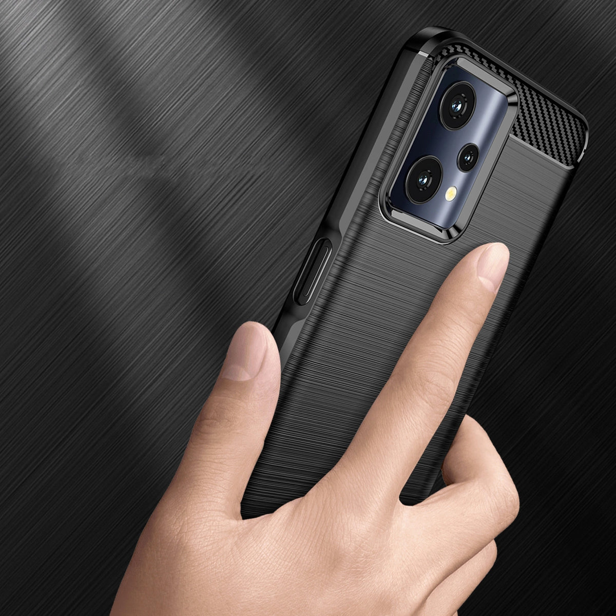 Carbon Case elastyczne etui pokrowiec Realme 9 Pro czarny – zdjęcie 3