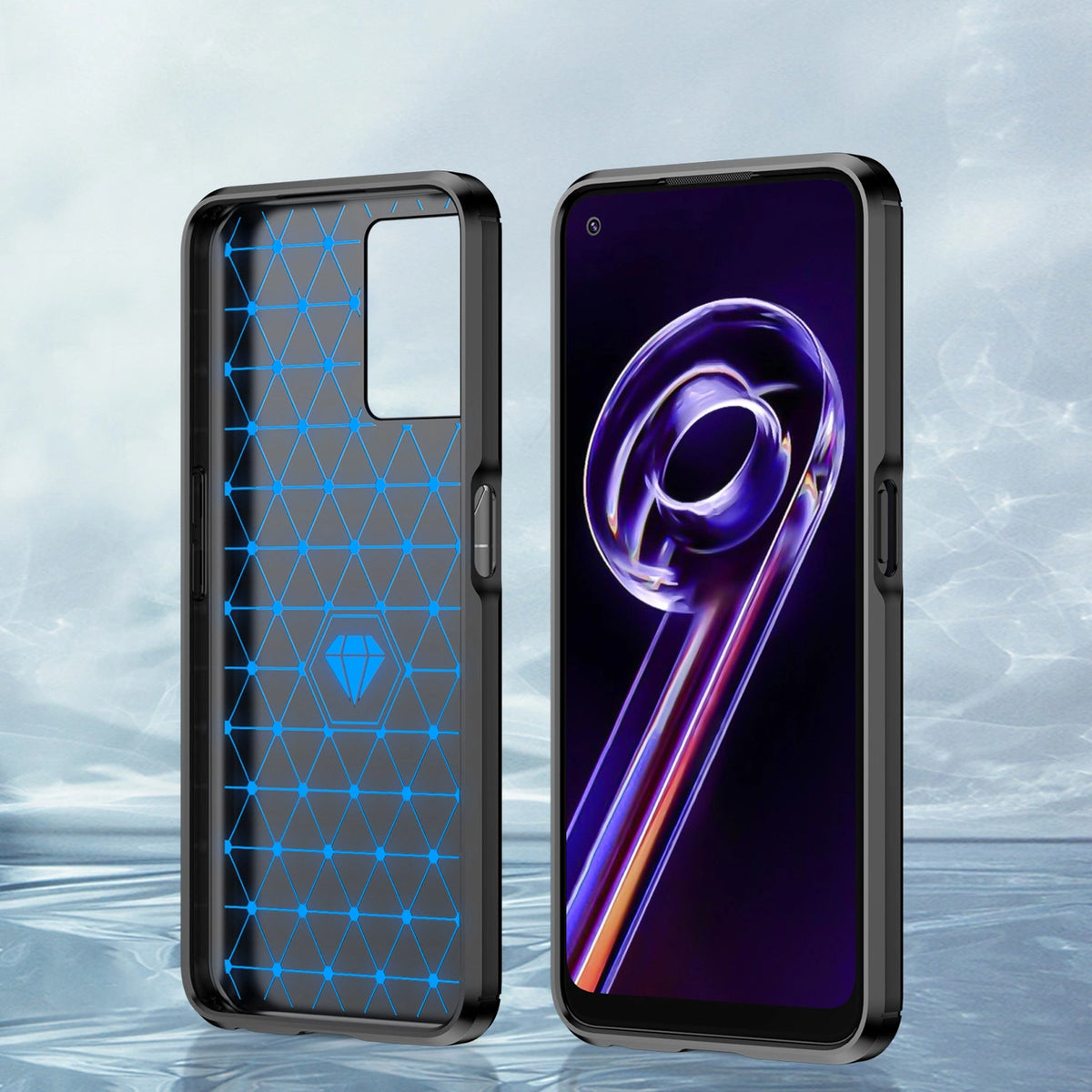 Carbon Case elastyczne etui pokrowiec Realme 9 Pro czarny – zdjęcie 4