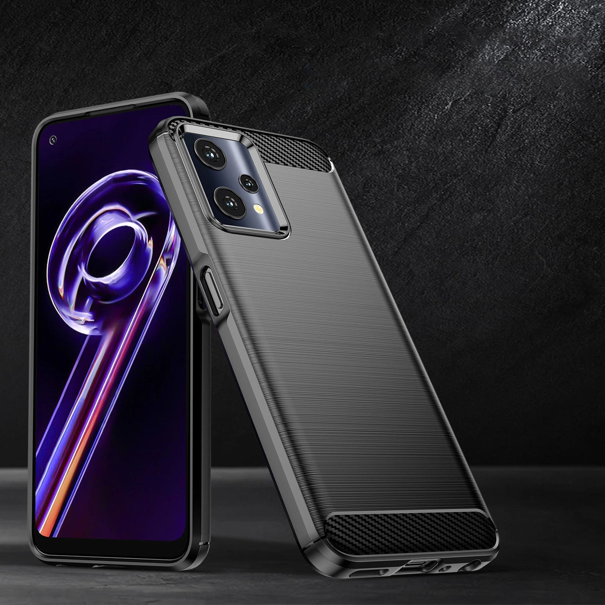 Carbon Case elastyczne etui pokrowiec Realme 9 Pro czarny – zdjęcie 5